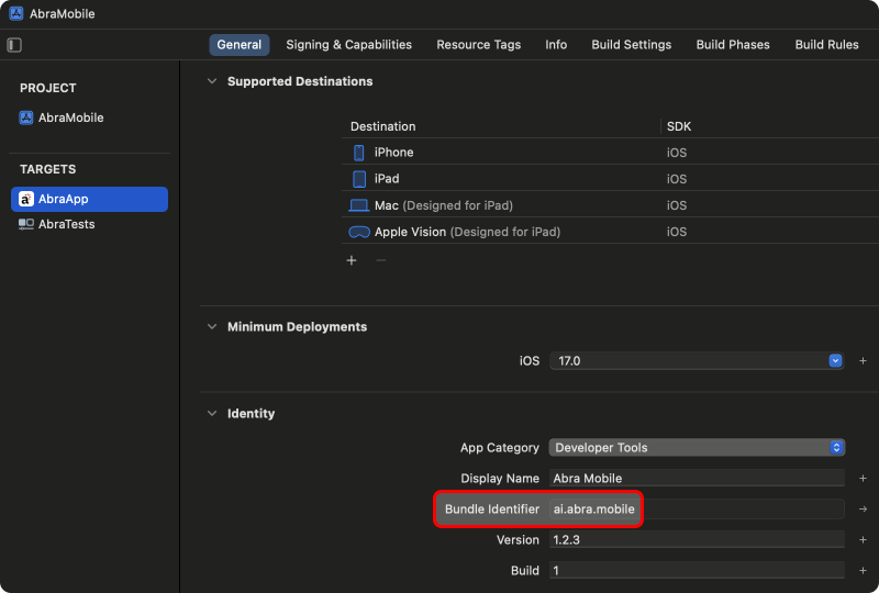 Finding the bundle identifier using Xcode