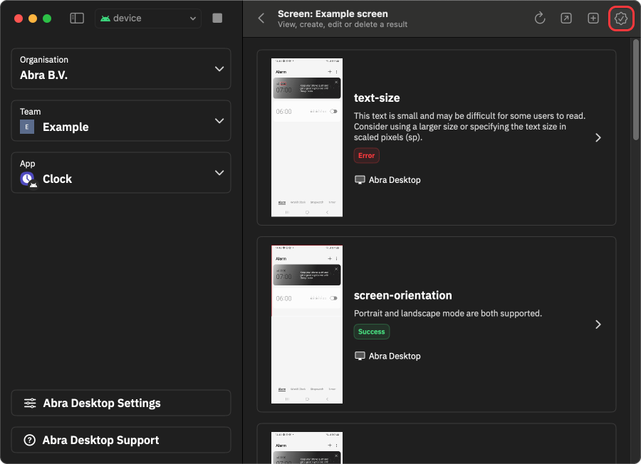 Scanning a screen using Abra Desktop