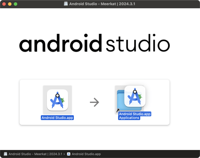 Dragging Android Studio to the Applications folder