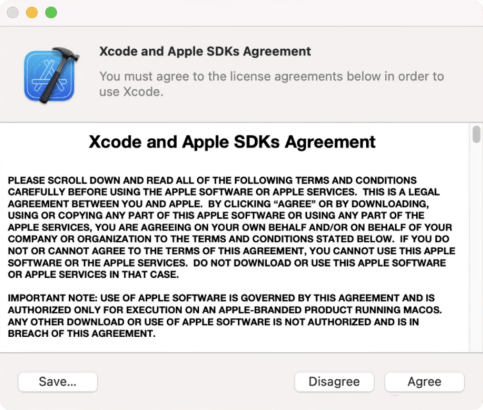 Xcode agreement that must be agreed